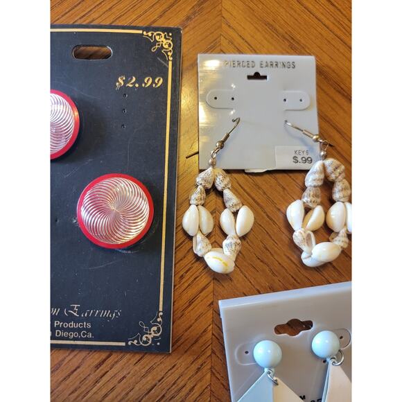 NWD Lot of Pair of Pierced Earrings 80s 90s Vintage Enamel Variety Styles - Picture 4 of 10